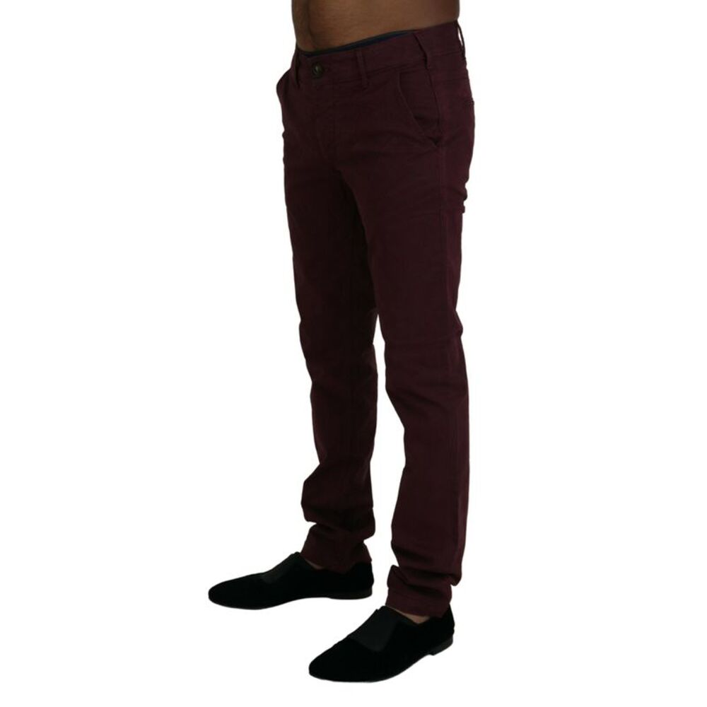 CYCLE Elegant Maroon Casual Skinny Men's Pants